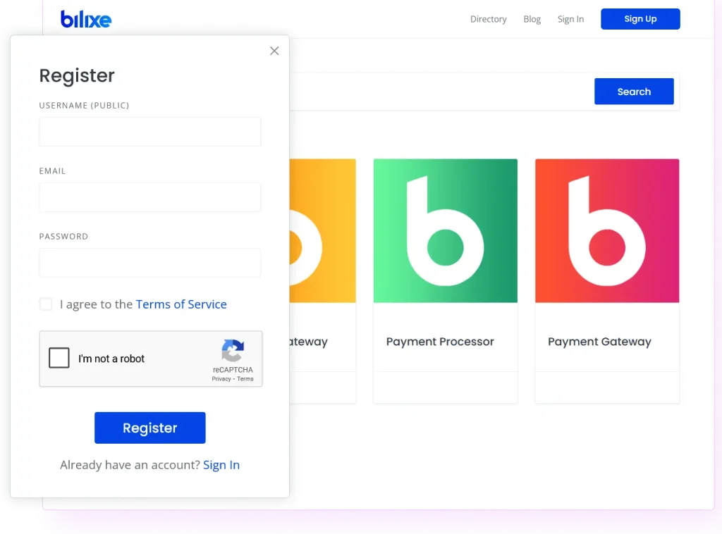 Directory of online payment providers and methods available on bilixe
