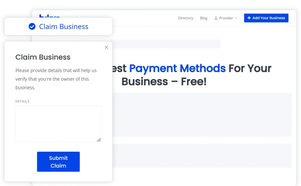 Claim your payment business on bilixe to reach more clients and manage your listing
