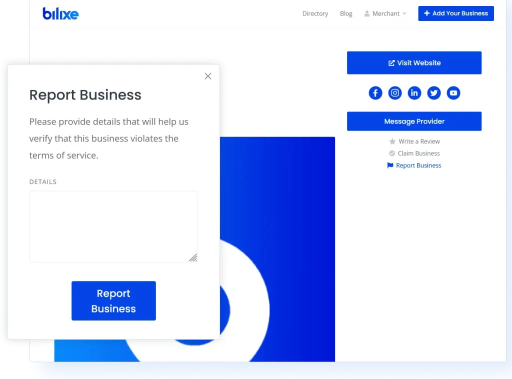 Report bad payment providers on bilixe