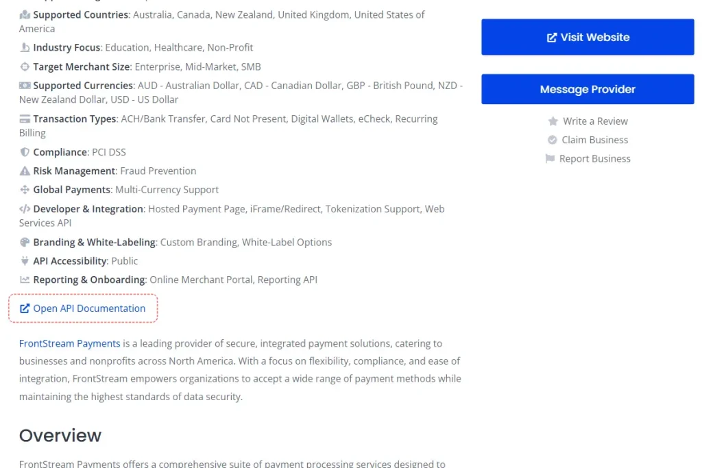 Open API documentation button on bilixe