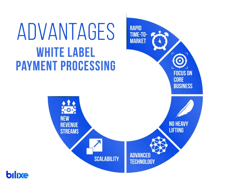 Infographic showing benefits of white label payment processing for businesses and PSPs